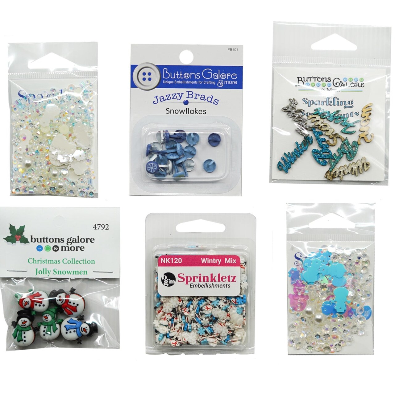 Buttons Galore Winter Craft Embellishments Variety Bundle - 6 Unique Embellishments for DIY Craft Projects…